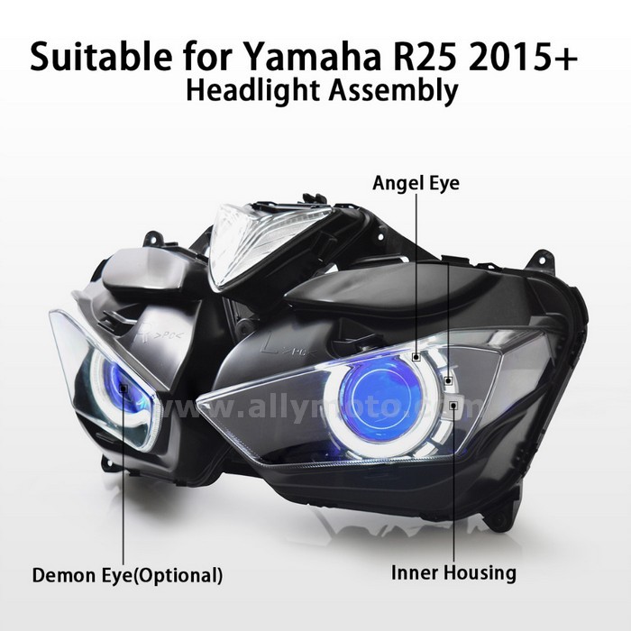 037 Headlight Yamaha R25 2015 Hid Angel Halos Light Blue Demon Eye-4 037 Headlight Yamaha R25 2015 Hid Angel Halos Light Blue Demon Eye-4